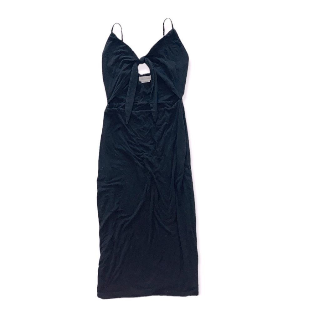 Lovers + Friends black cutout bodycon front knot tie midi dress medium